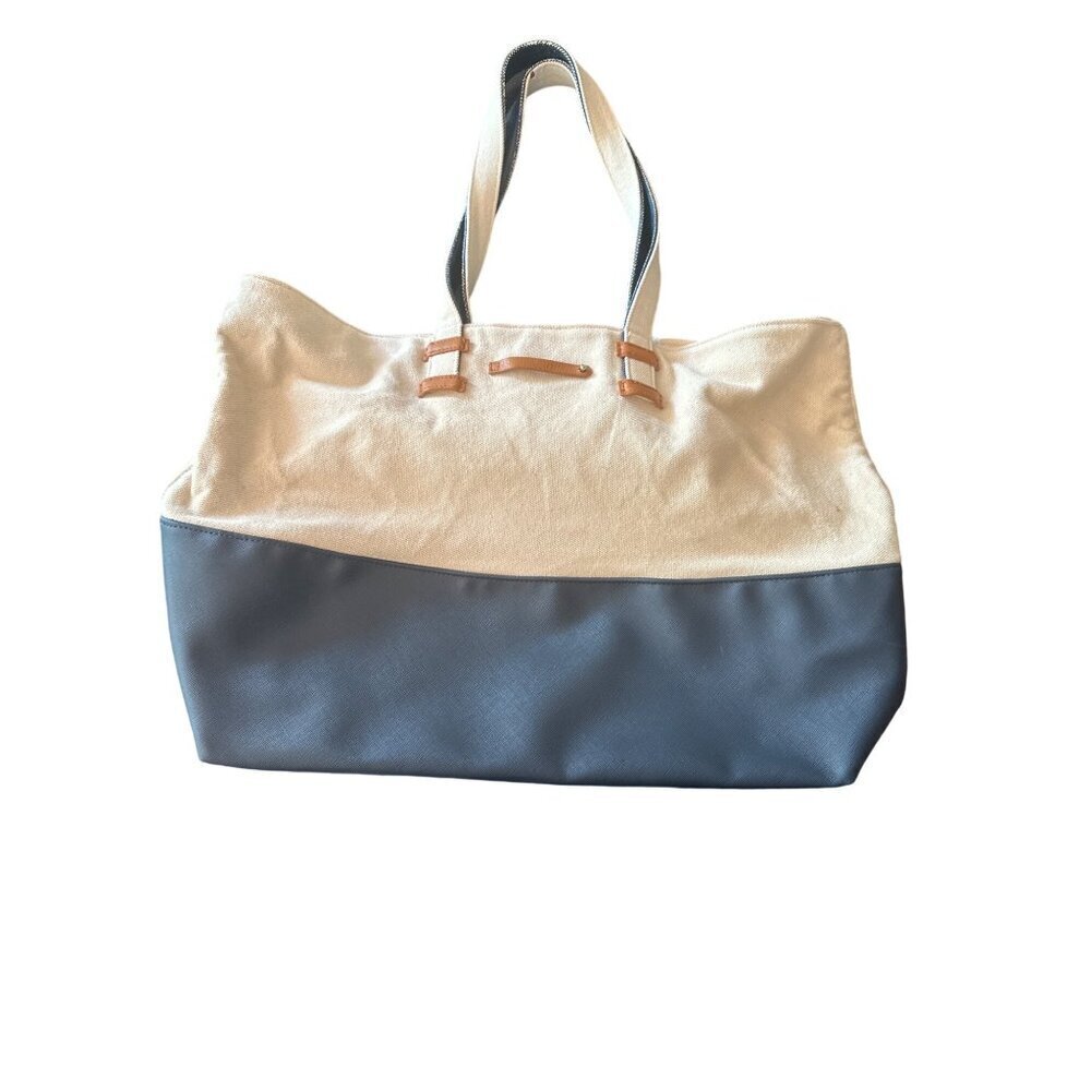 Keep Collective‎ Canvas & Leather Tote Bag With Striped Interior